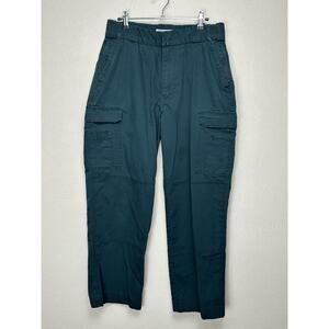 Service Pants Mens Sz 32 Green Cargo Tactical Performance Stretch Elastic Waist